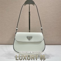 프라다 클레오 물뱀 가죽 및 브러쉬드 가죽 플랩 백