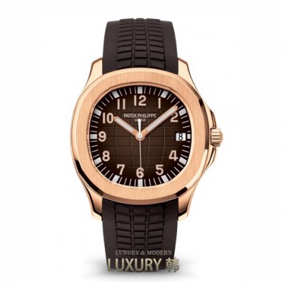 Patek Philippe-아쿠아넛 데이트 로즈 골드 브라운