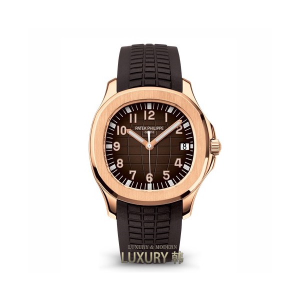 Patek Philippe-아쿠아넛 데이트 로즈 골드 브라운